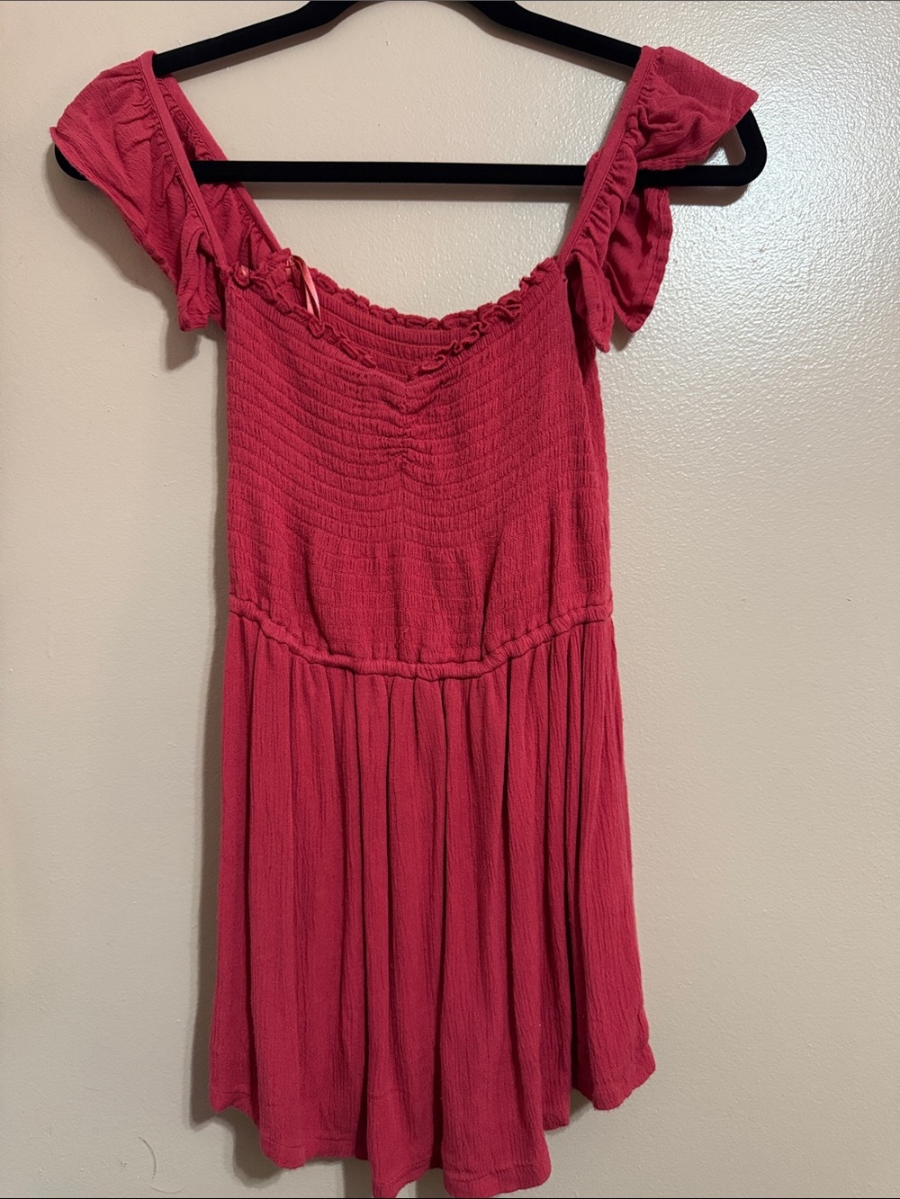 Hollister Pink Off-Shoulder Smocked Dress Top